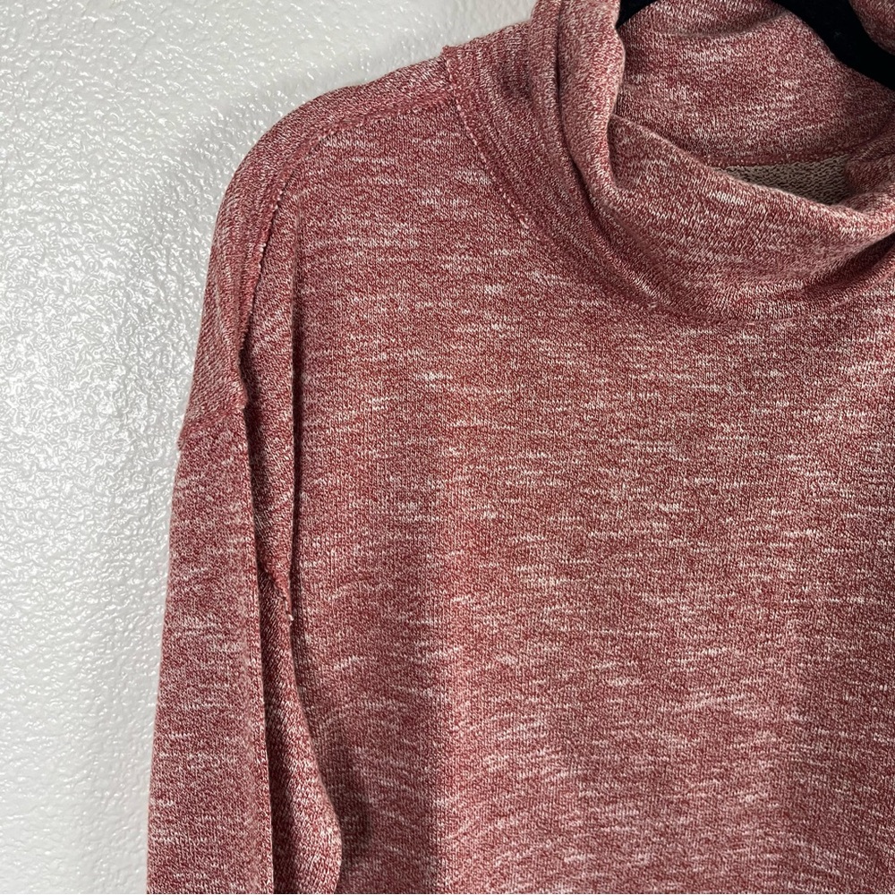 Peace Love World Birdseye Two-Tone Heather Rose Red Cowl Neck Pullover Small - Picture 4 of 12